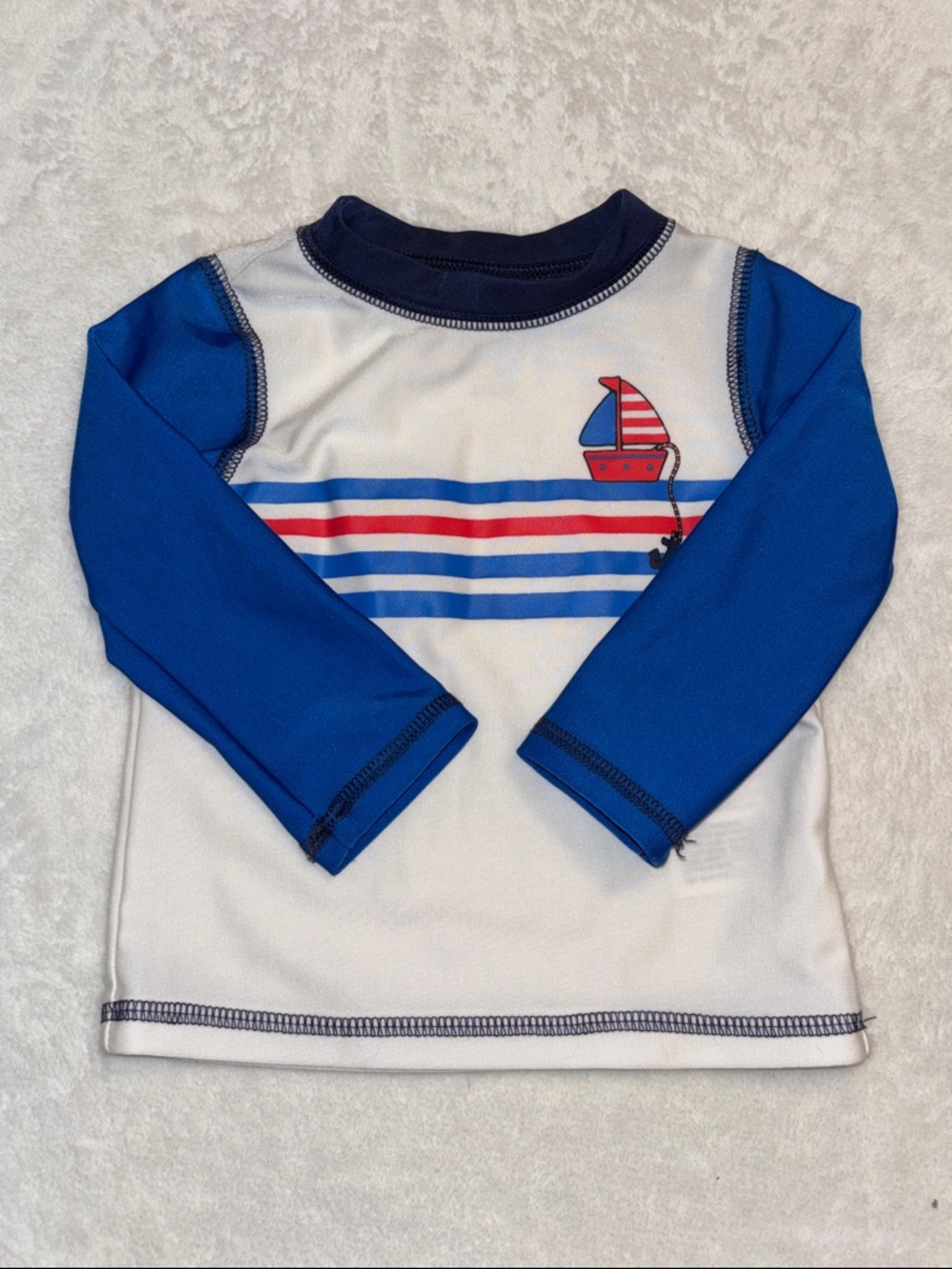 (3 for $10) Cat & Jack Navy and White Kids Swim Top rashguard